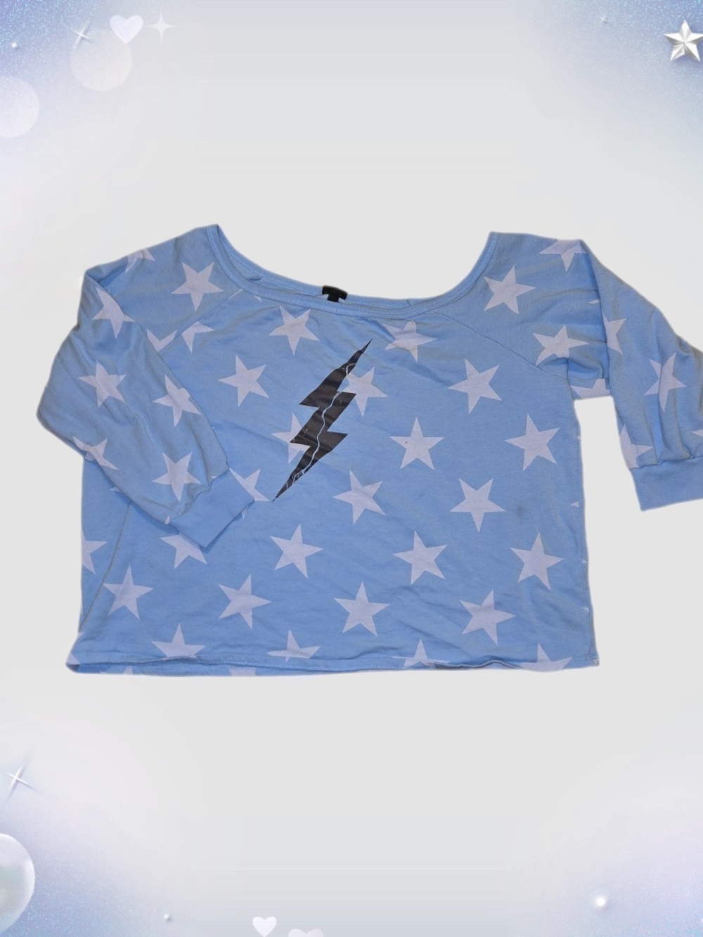 Women's Off The Shoulder  Sweatshirt with Black Lightning Graphic